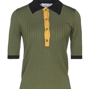 Caractere Sparkly Knit Ribbed Polo Sweater